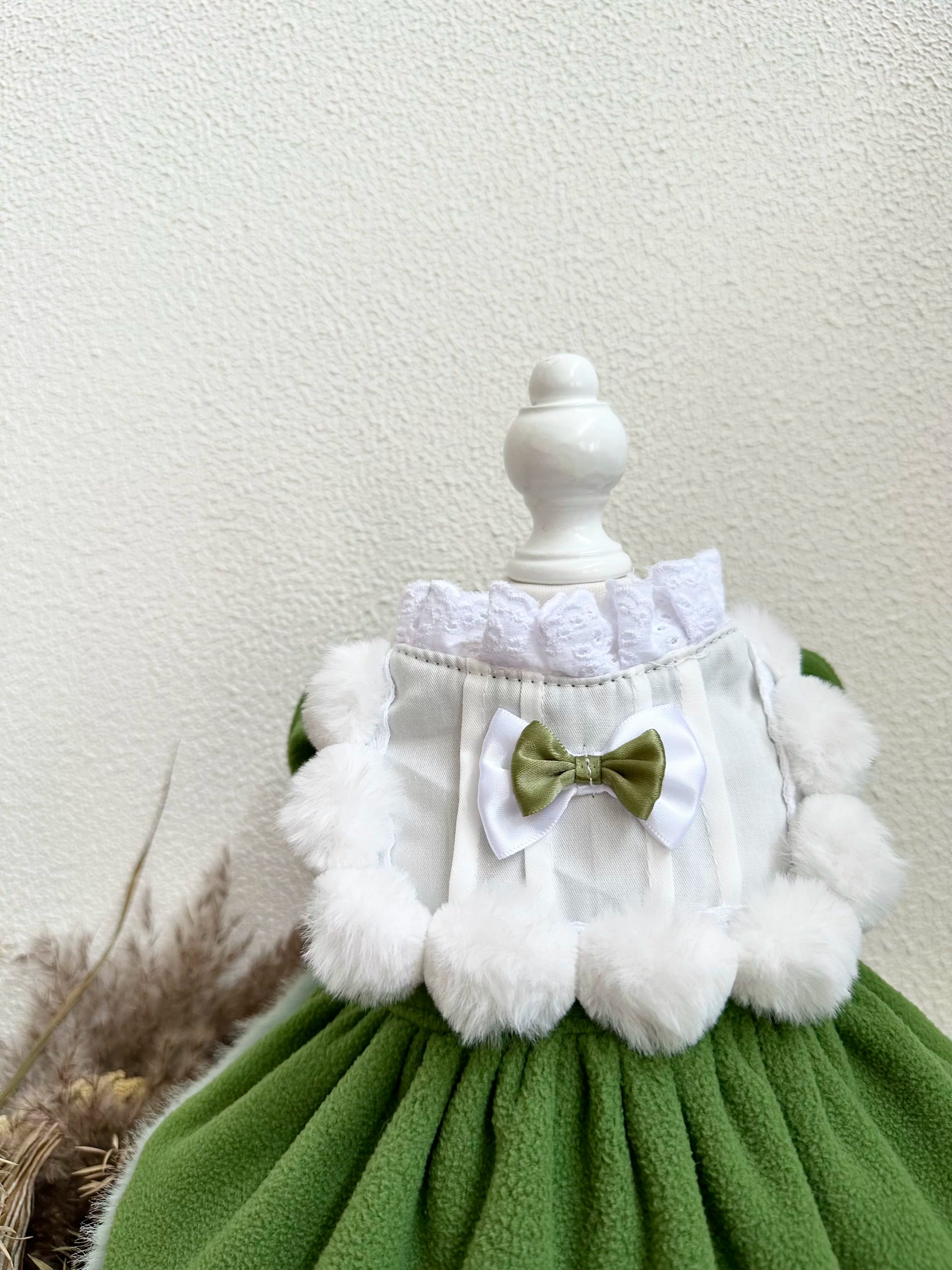 Green Fleece Cat Clothes, Cat Winter Clothing for Pets