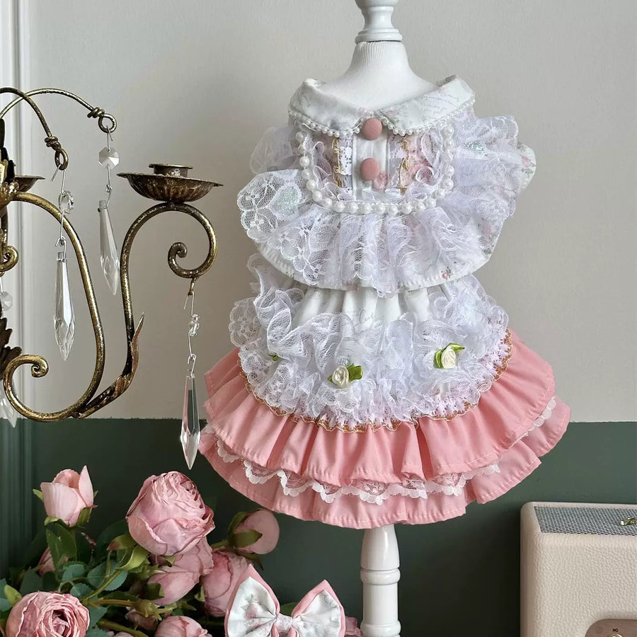 Lace Flower Cat Dress, Small Dog Dress