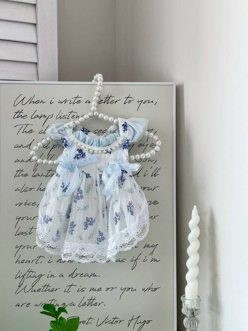 Blue Porcelain Summer Cat Apparel, Clothes for Small Dogs