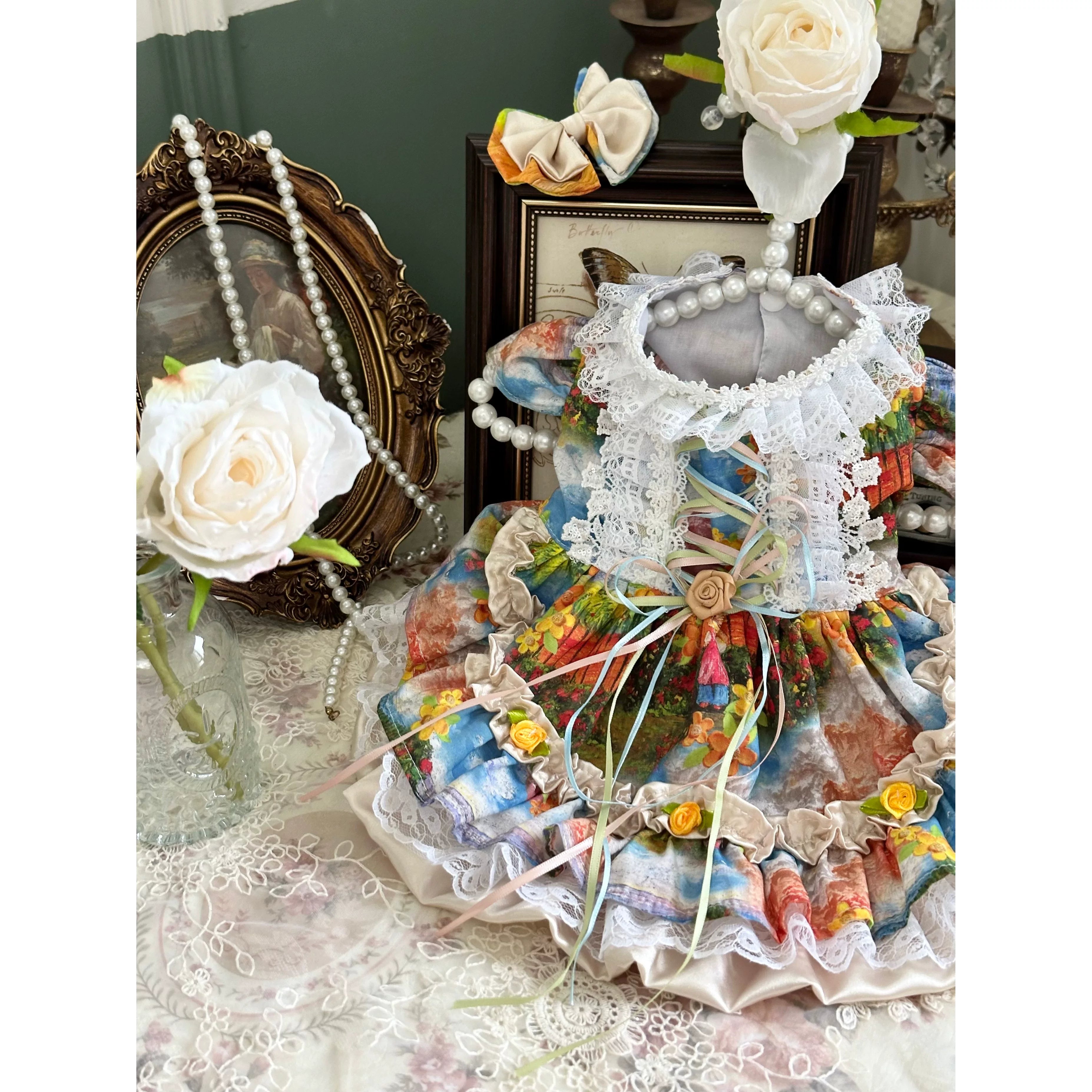 French Garden Painting Pet Dress for Cats and Small Dogs - Image 3