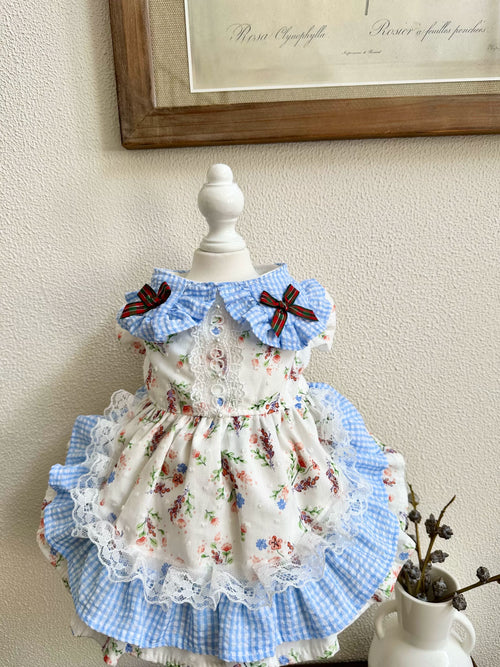 Blue Floral Sweet Pet Dress, Cat Outfit - image 2