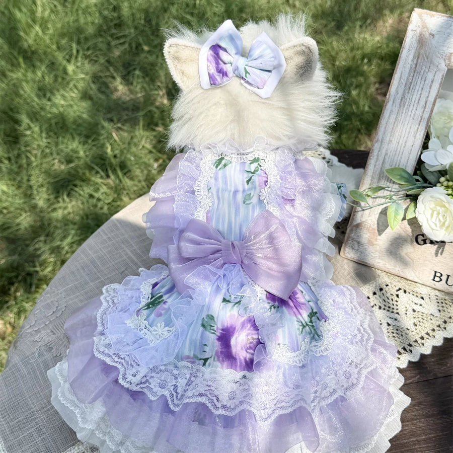 Blue Stripe Retro Bow Cat Clothes, Cat Outfit - image 4