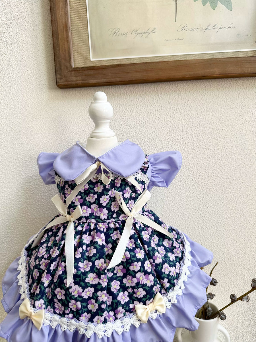 Purple French Cat Dress, Clothes for Small Dogs Party Outfit