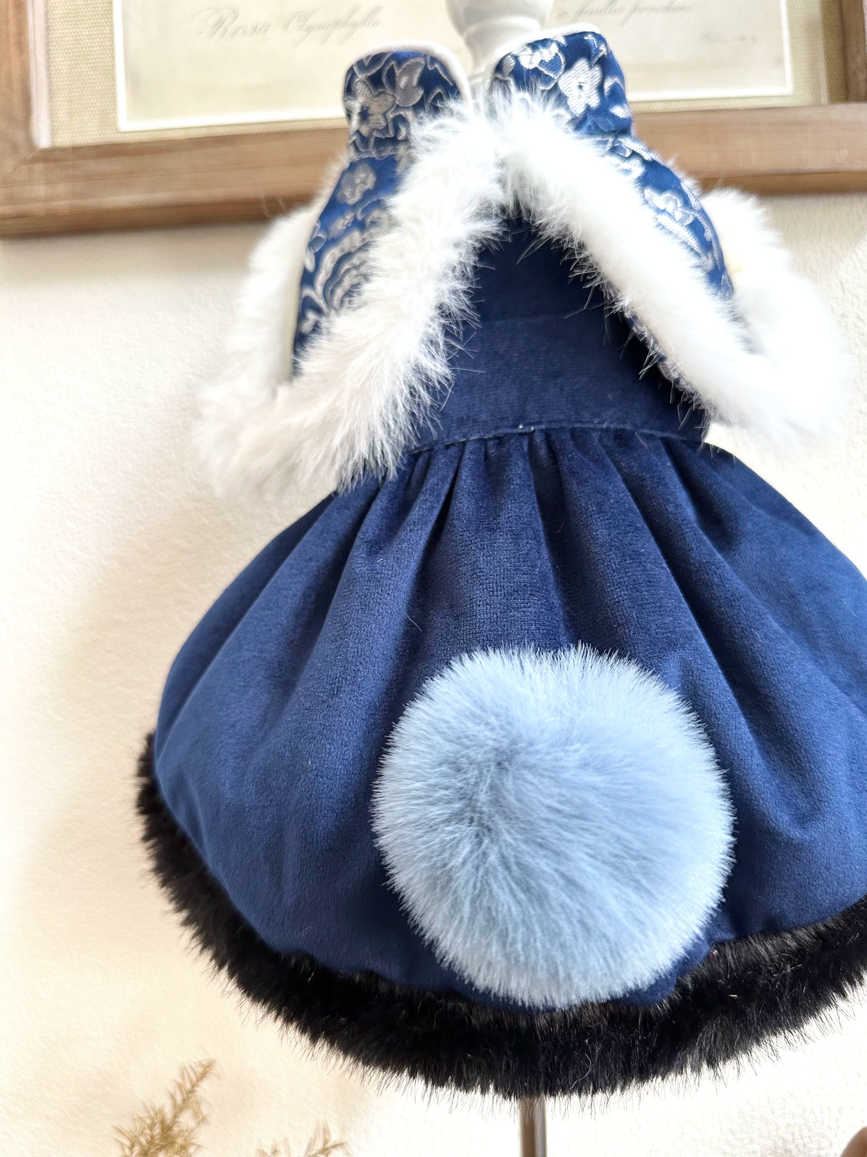 Sapphire Blue Cat Clothes, Cat Winter Clothing Outfit