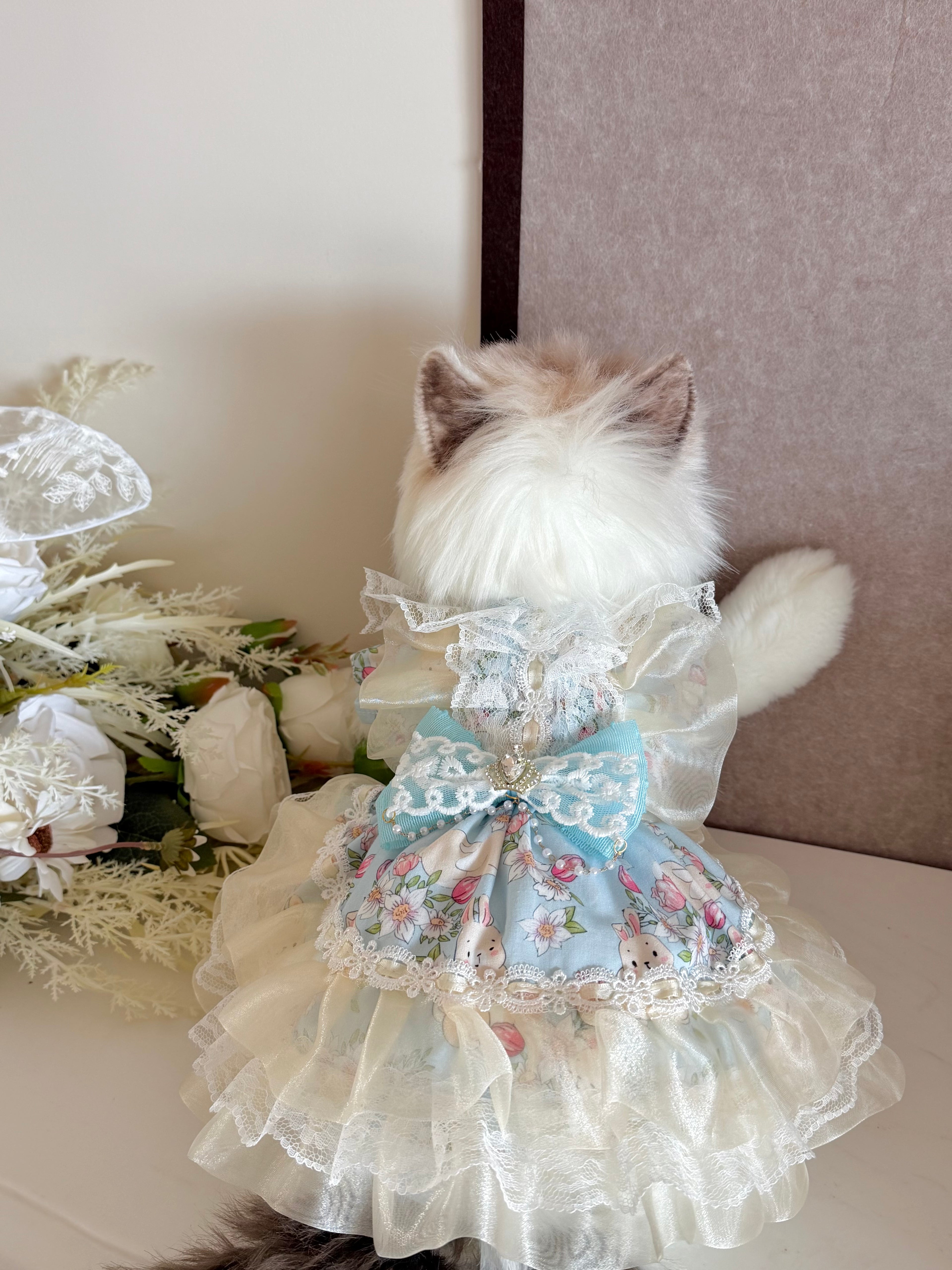 Sea Salt Blue Bunny Cat Costume, Cute Dog Clothes