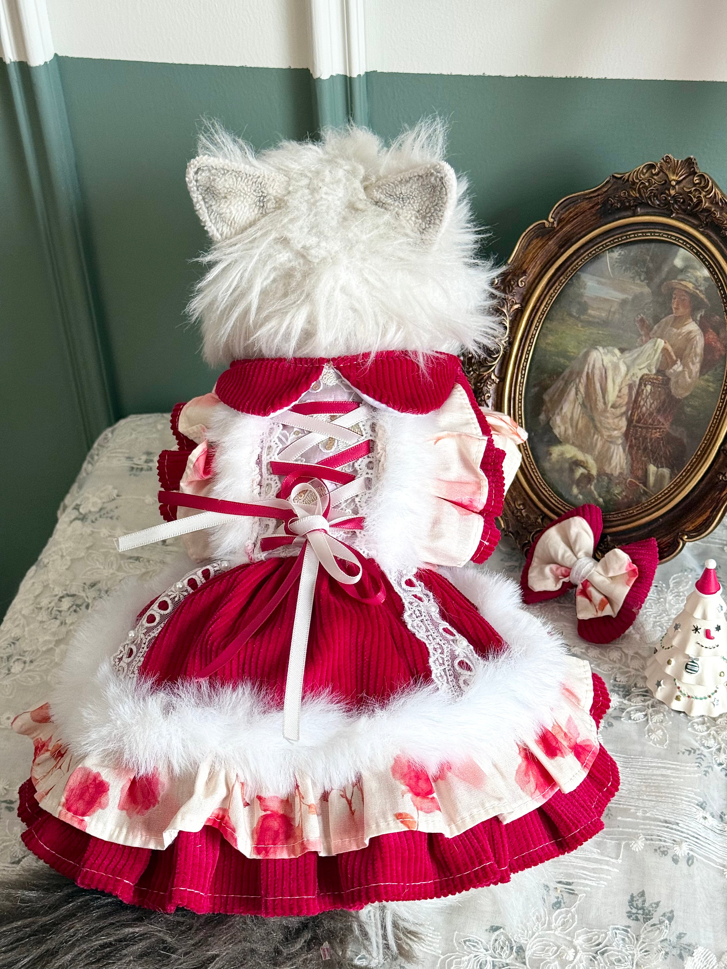 Corduroy New Year Cat Winter Clothes, Dog Outfit