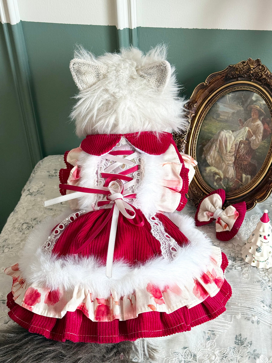 Corduroy New Year Cat Winter Clothes, Dog Outfit