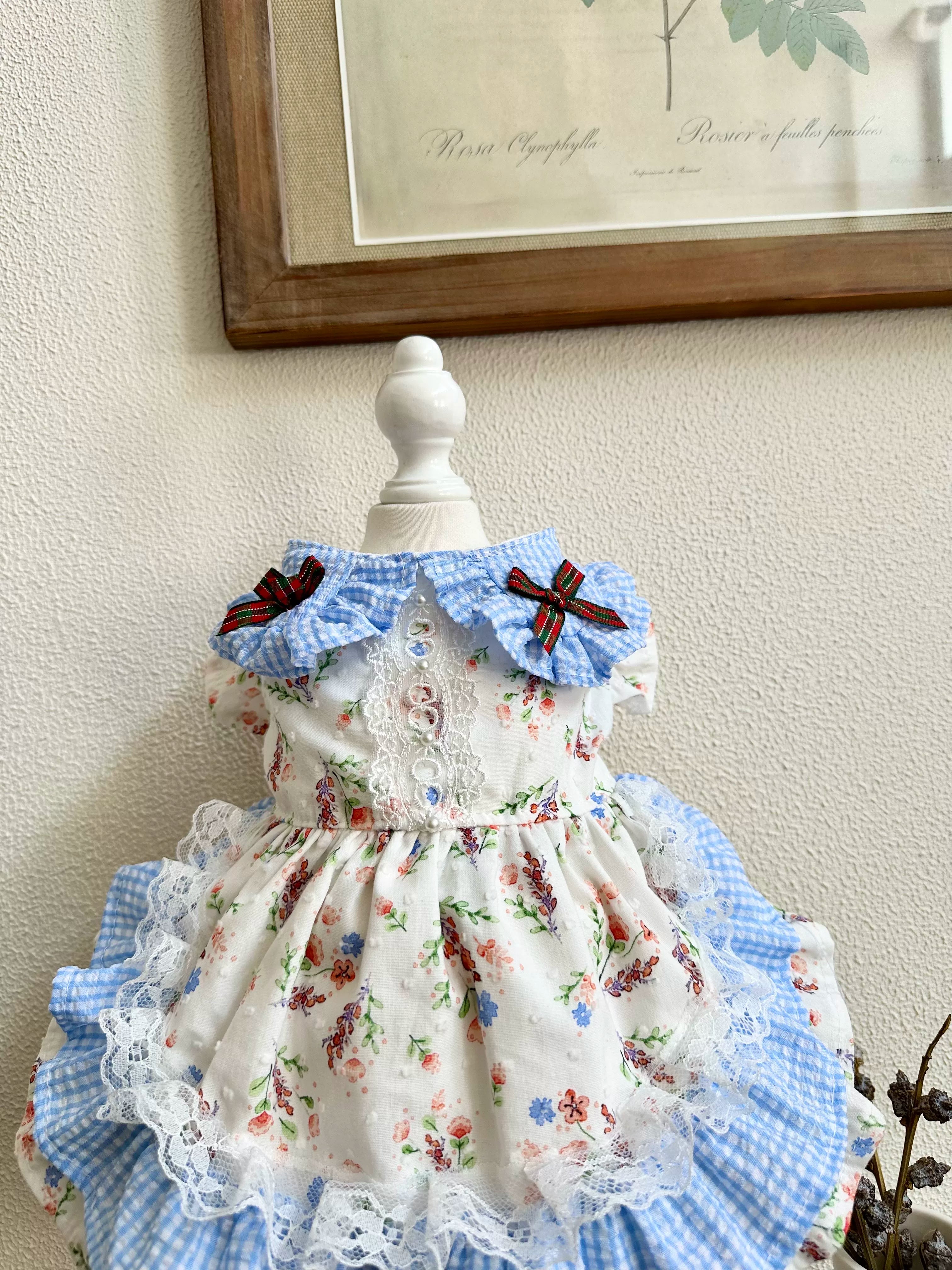 Blue Floral Sweet Pet Dress, Cat Outfit - image 8