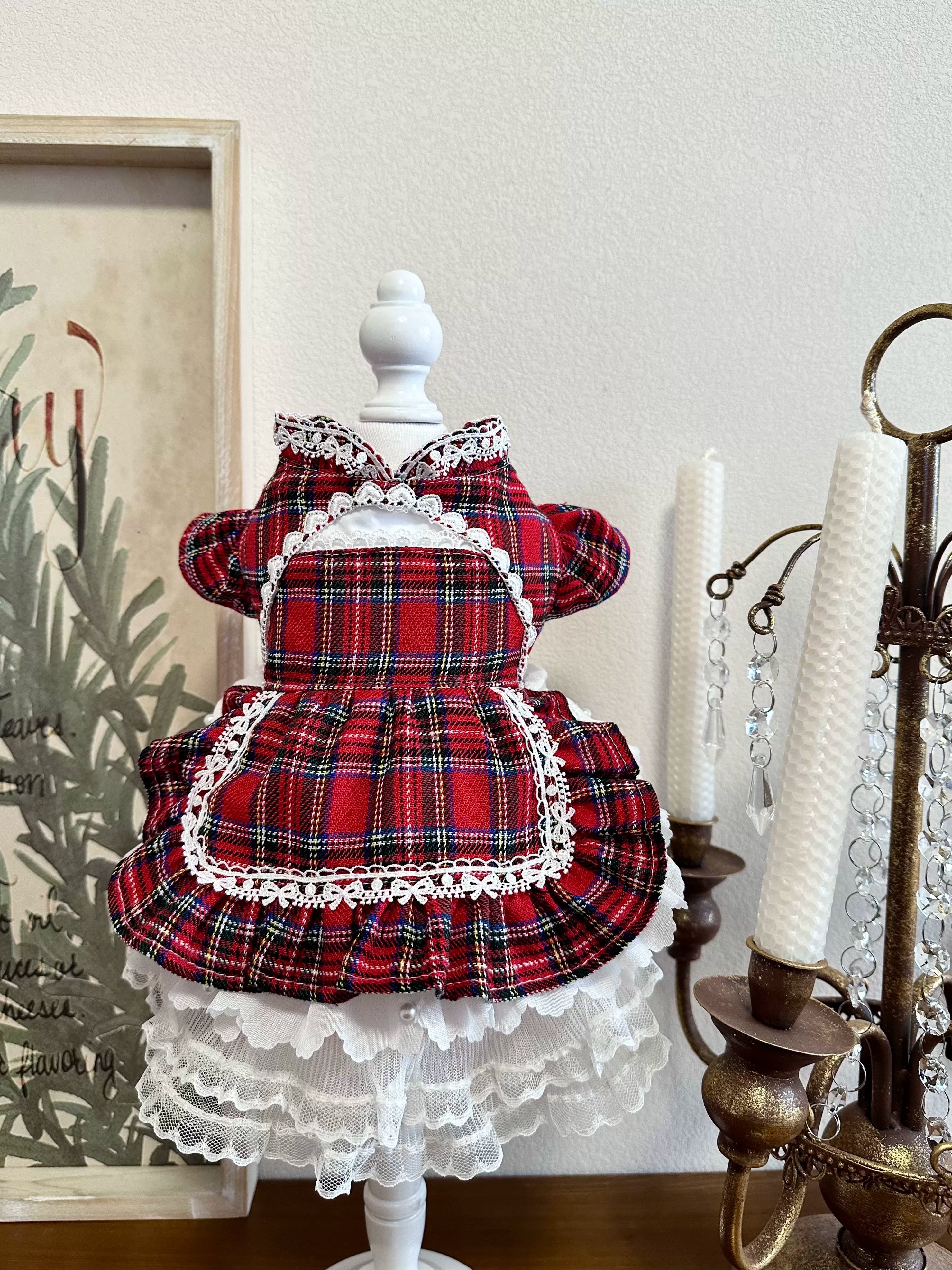 Red Vintage New Year Pet Dress, Cat Outfit - image 2