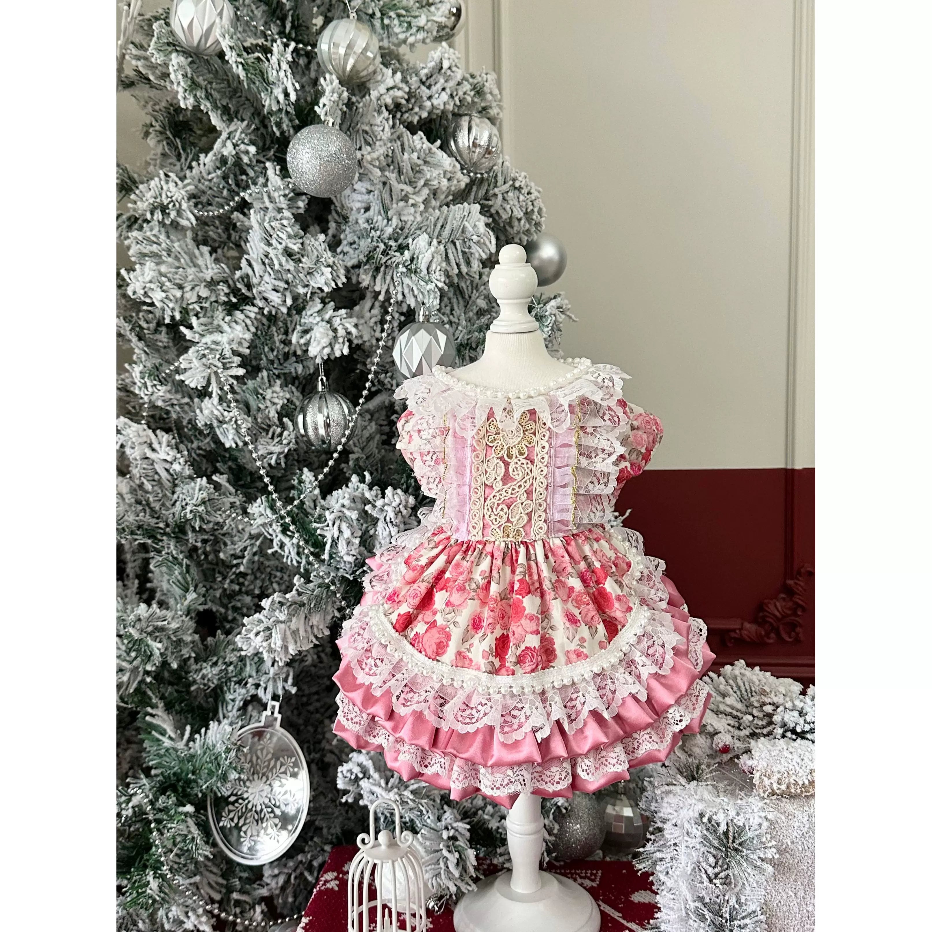 Pink Satin Rose Pet Dress for Cats and Small Dogs - Image 3