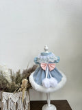 Blue Pom Pom Cat Winter Clothes, Dog Clothes for Small Dogs