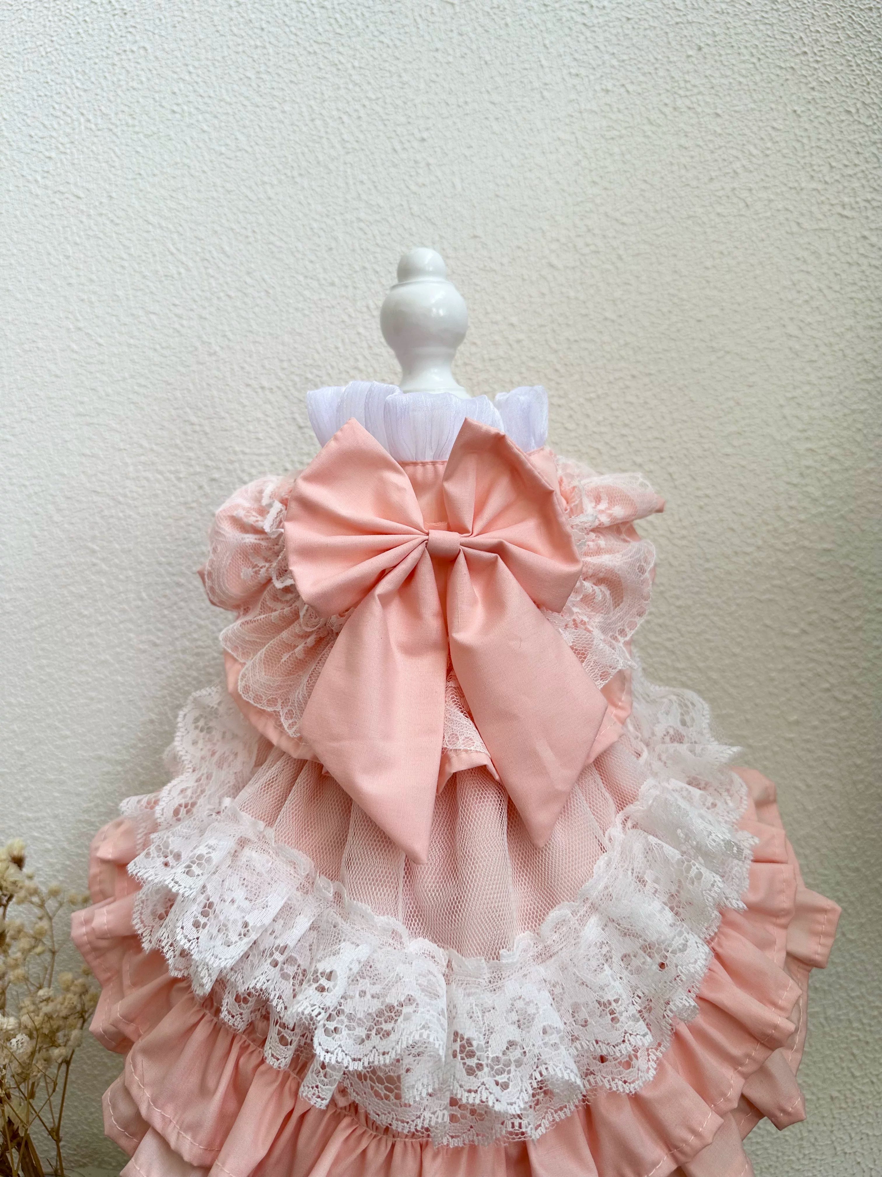 Pink Lace Lolita Cat Princess Dress, Dog Clothes for Small Dogs