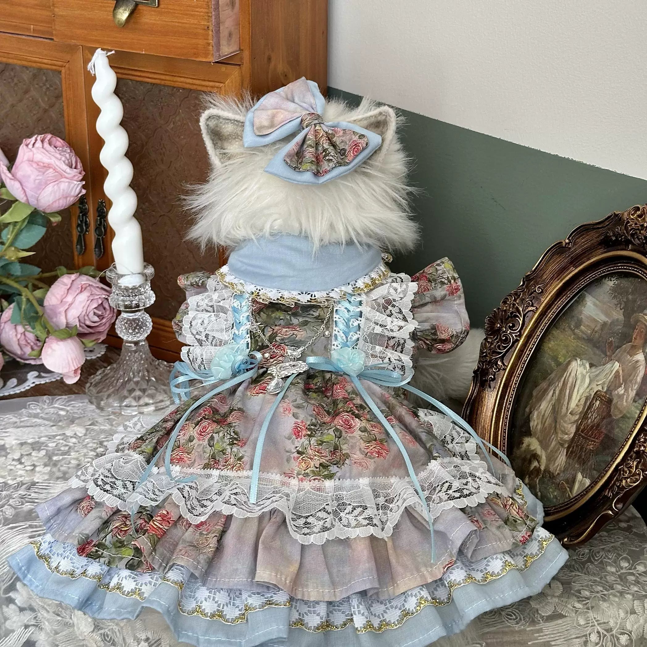 Rose Manor Luxury Cat Dress, Pet Apparel