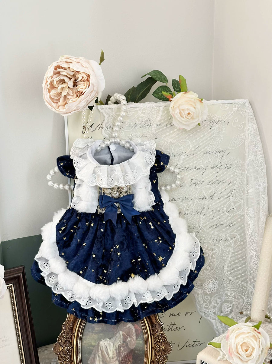 Navy Velvet Cat Apparel, Small Dog Clothes