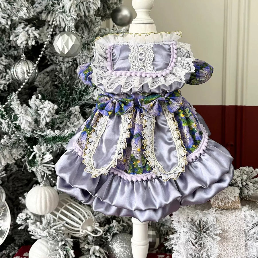 Purple Satin Bunny Ear Cat Outfit, Cute Dog Clothes