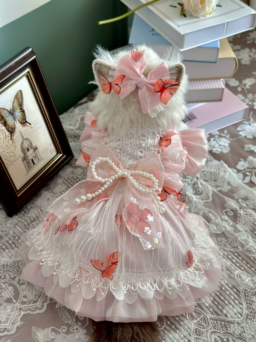 Pearl Butterfly Tulle Pet Party Dress for Cats and Small Dogs - Image 4