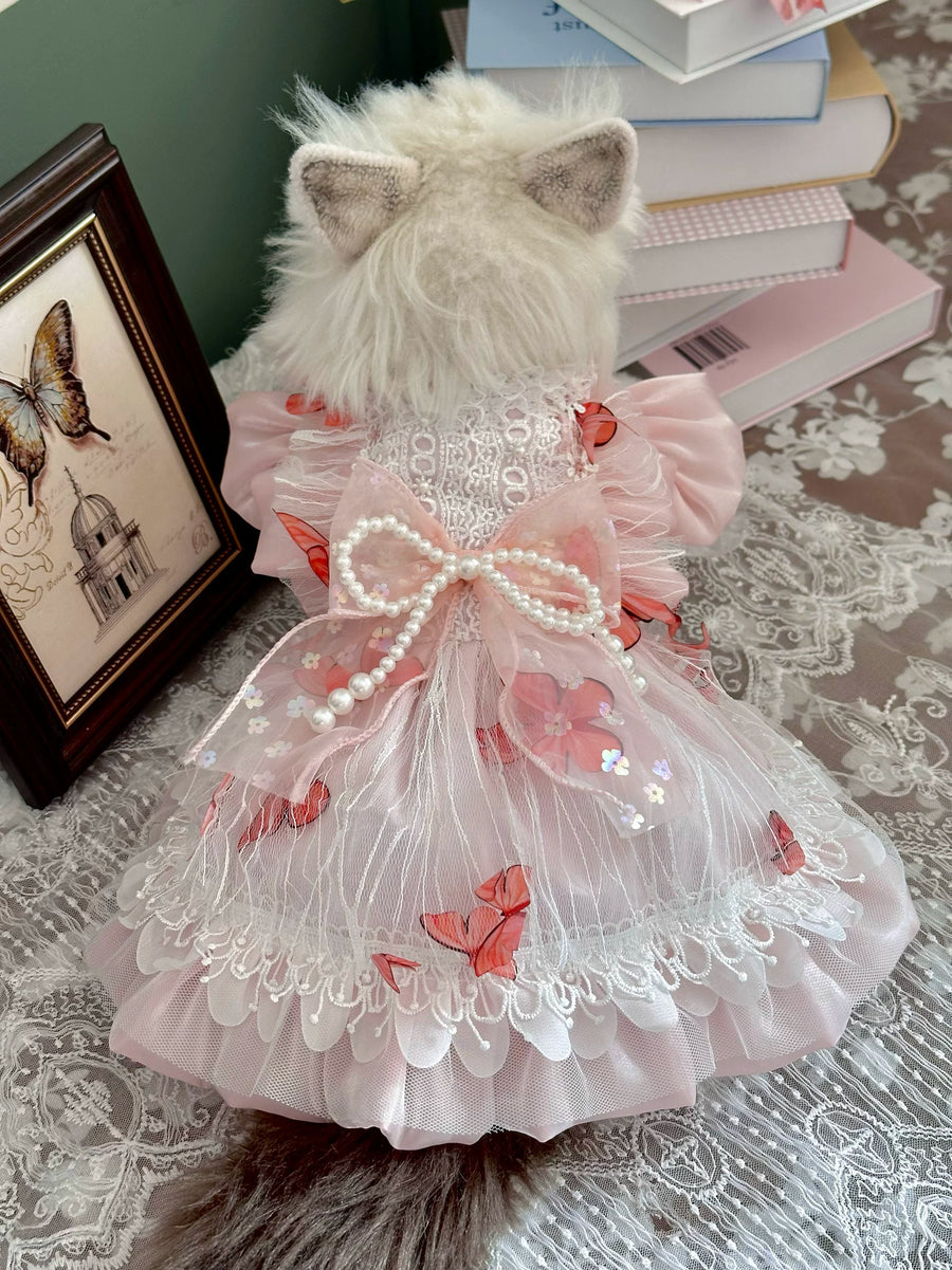 Pearl Butterfly Tulle Pet Party Dress for Cats and Small Dogs - Image 5