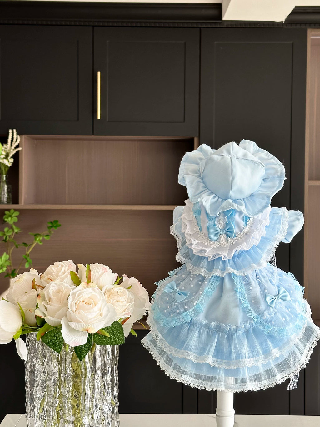 Fresh Blue Gauze Pet Dress for Small Dogs and Cats