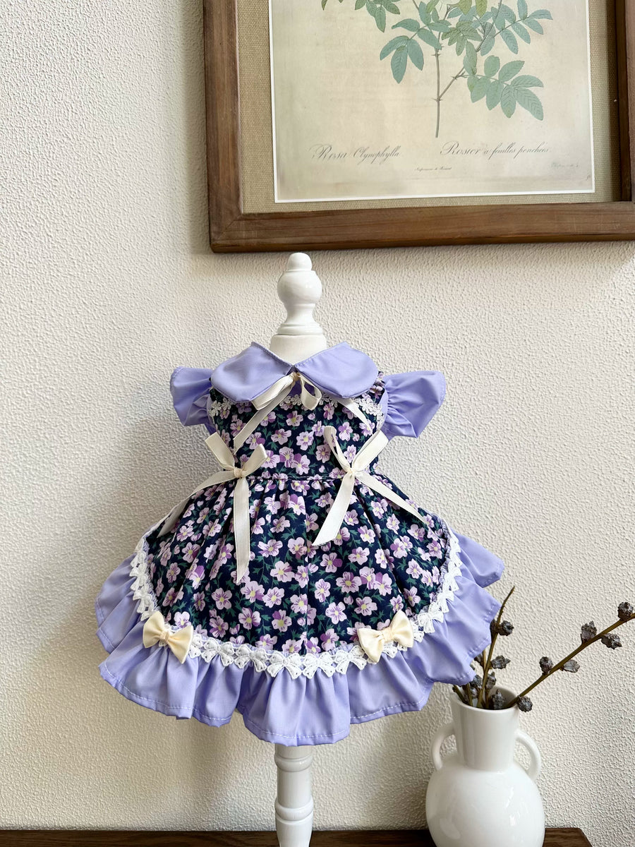 Purple French Cat Dress, Clothes for Small Dogs Party Outfit