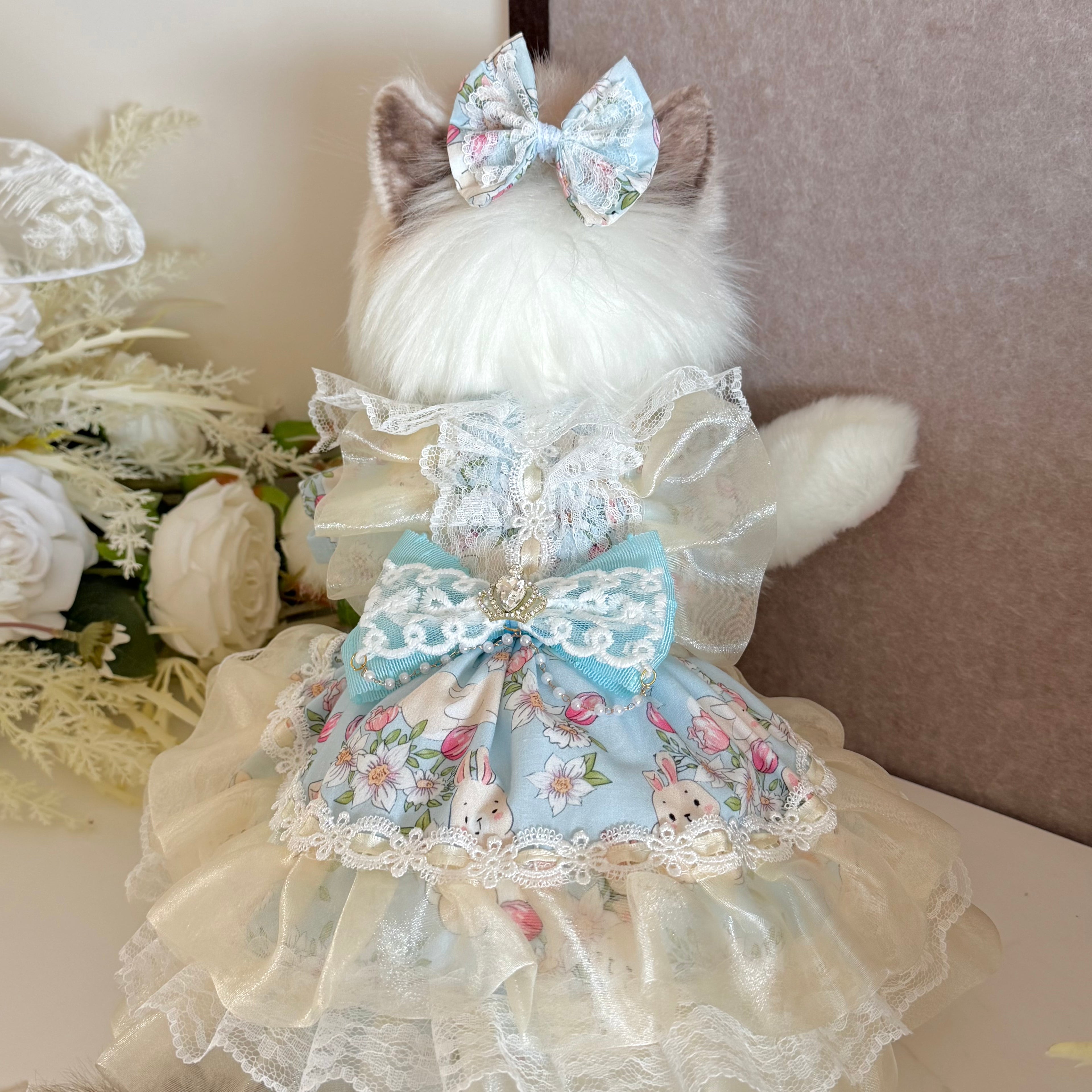 Sea Salt Blue Bunny Cat Costume, Cute Dog Clothes