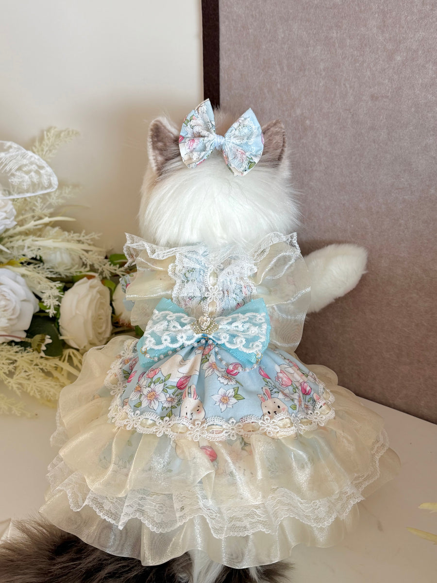 Sea Salt Blue Bunny Cat Costume, Cute Dog Clothes