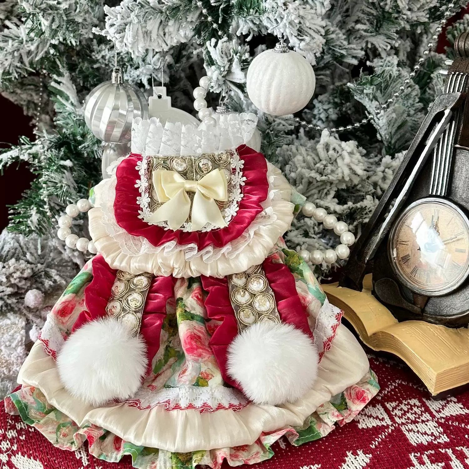 Watermelon Pom Cute Cat Clothes, Small Dog Dress