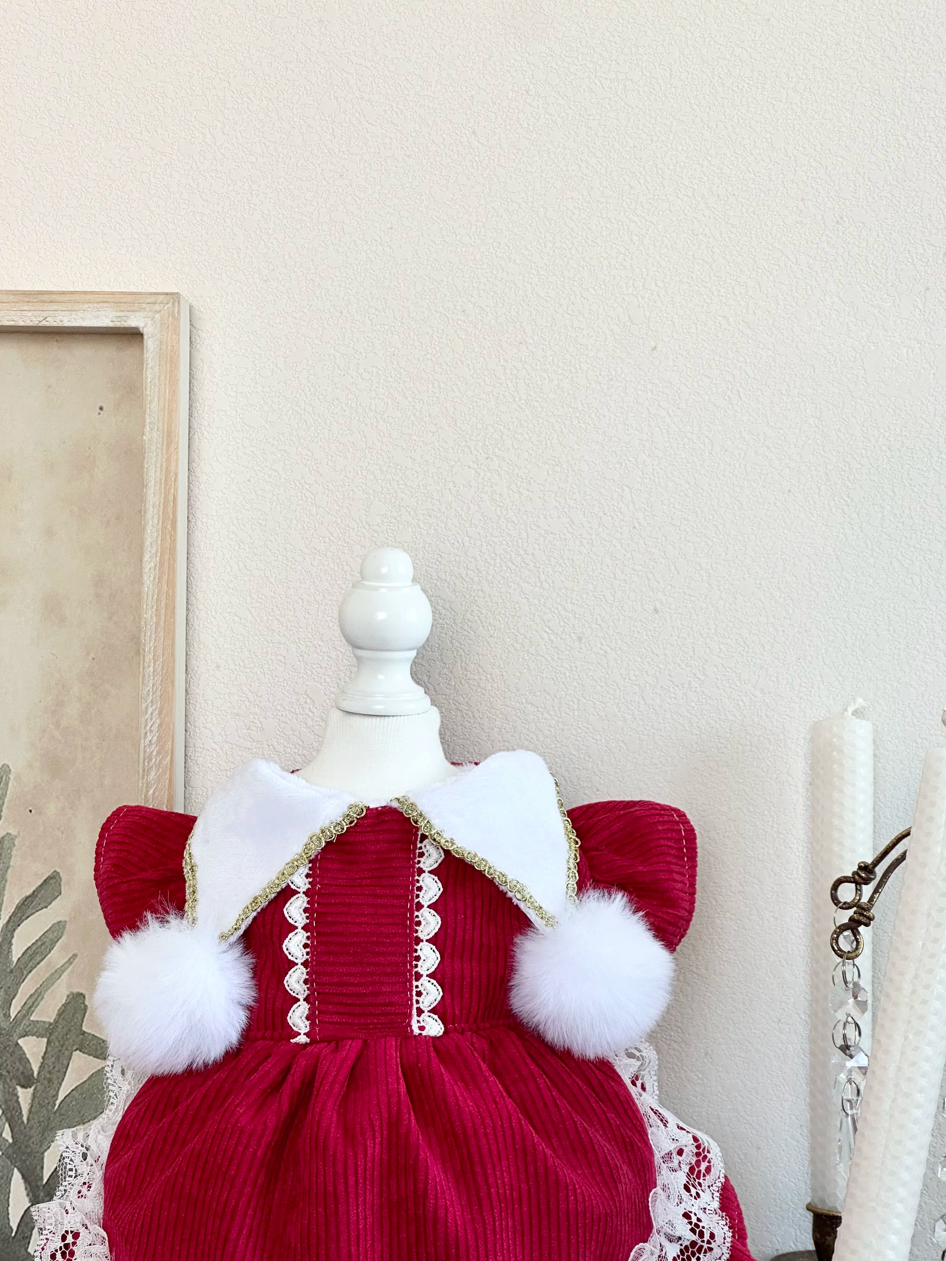 Red Corduroy New Year Cat Birthday Outfit, Dog Birthday Dress - image 10