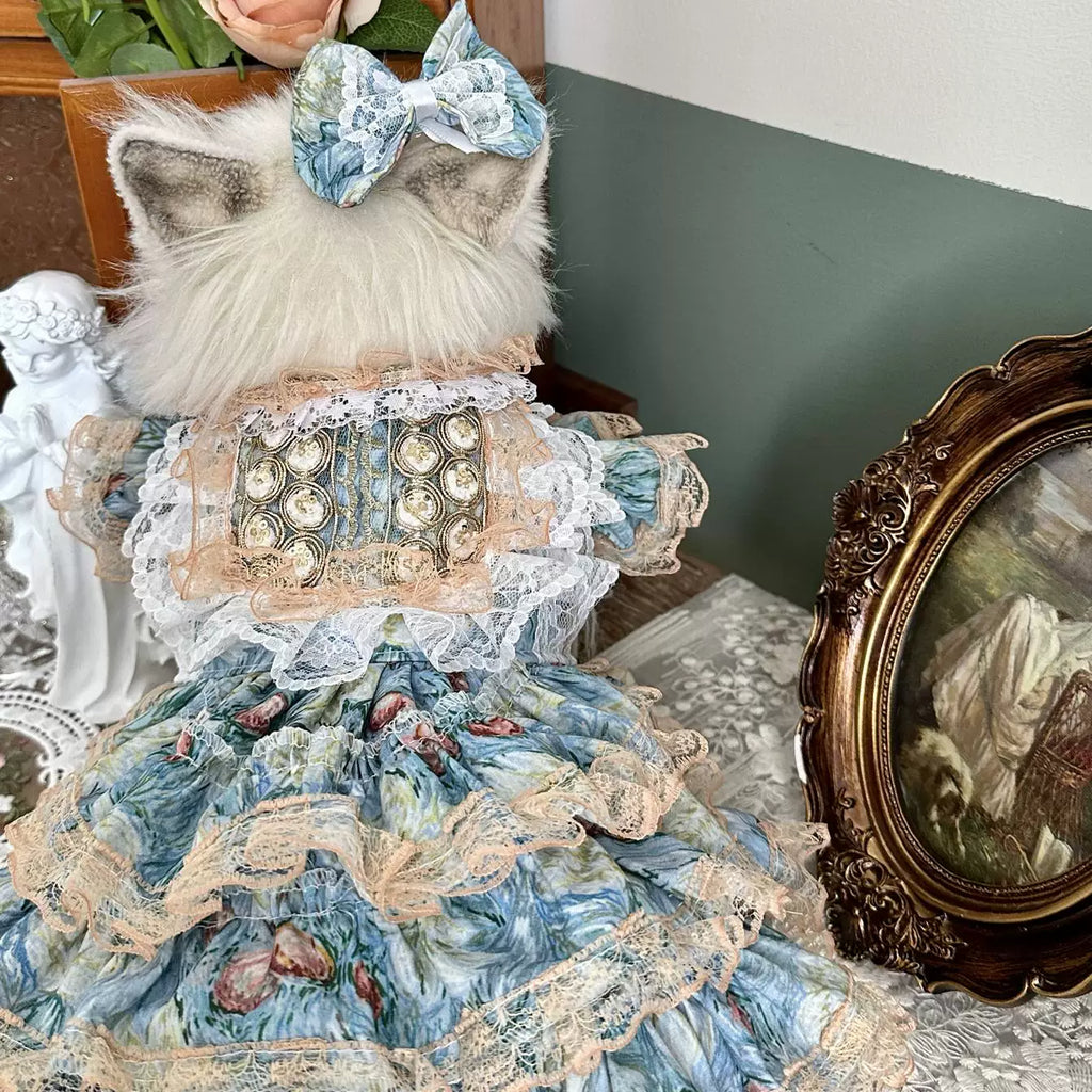 French Lace Garden Tea Pet Dress for Small Dogs and Cats