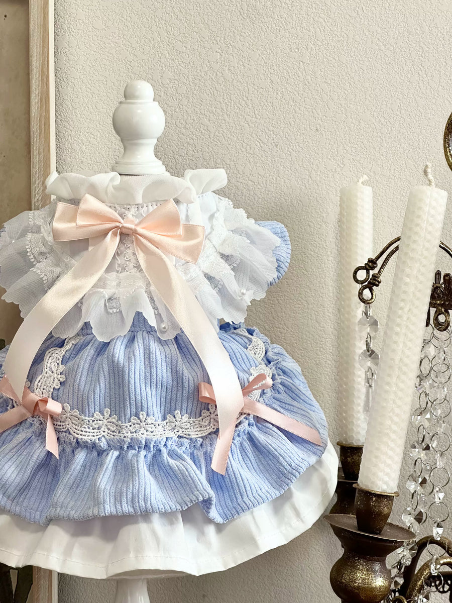 Blue Corduroy Cat Clothes, Cat Winter Clothes Cozy Dress