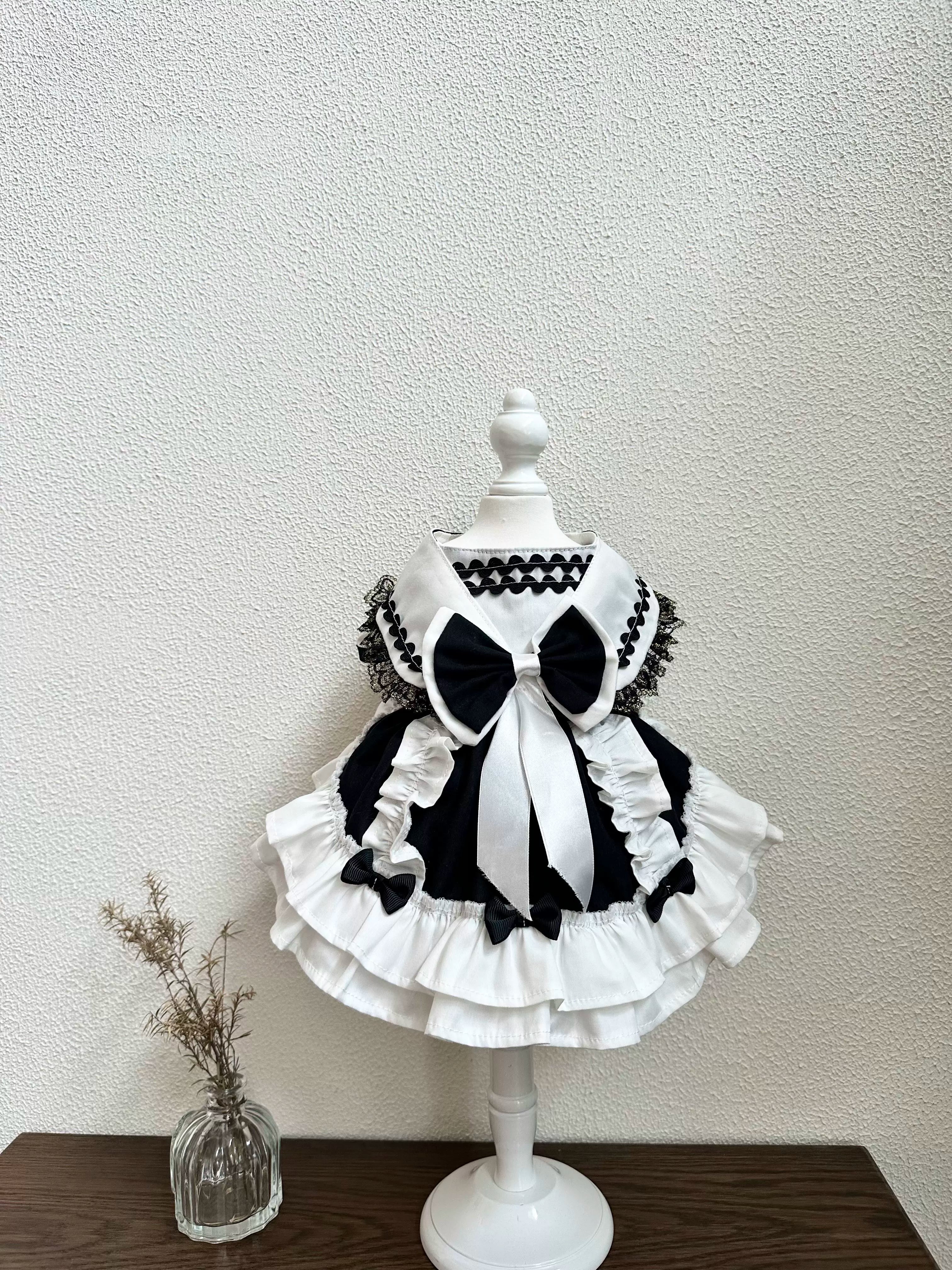 Black White Birthday Party Pet Dress for Cats and Small Dogs - Image 3