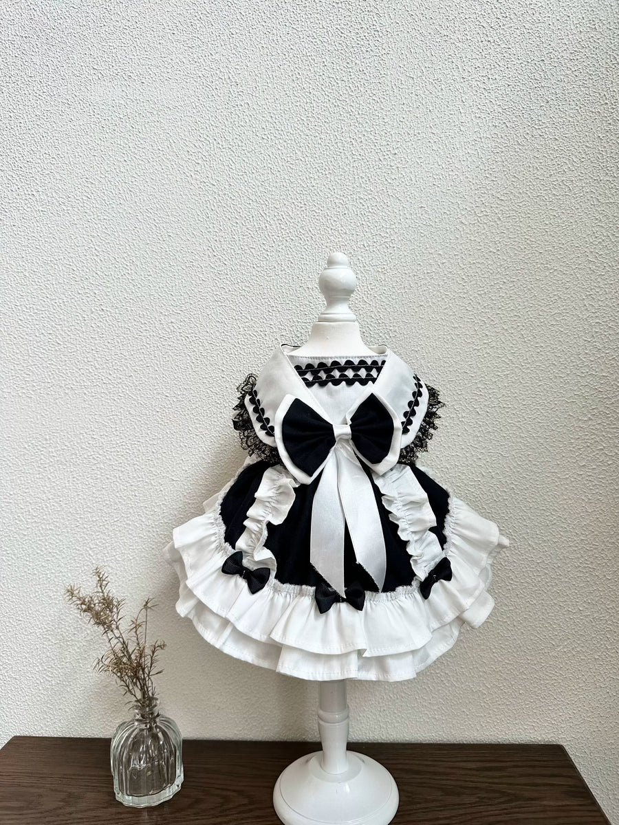 Black White Birthday Party Pet Dress for Cats and Small Dogs - Image 3