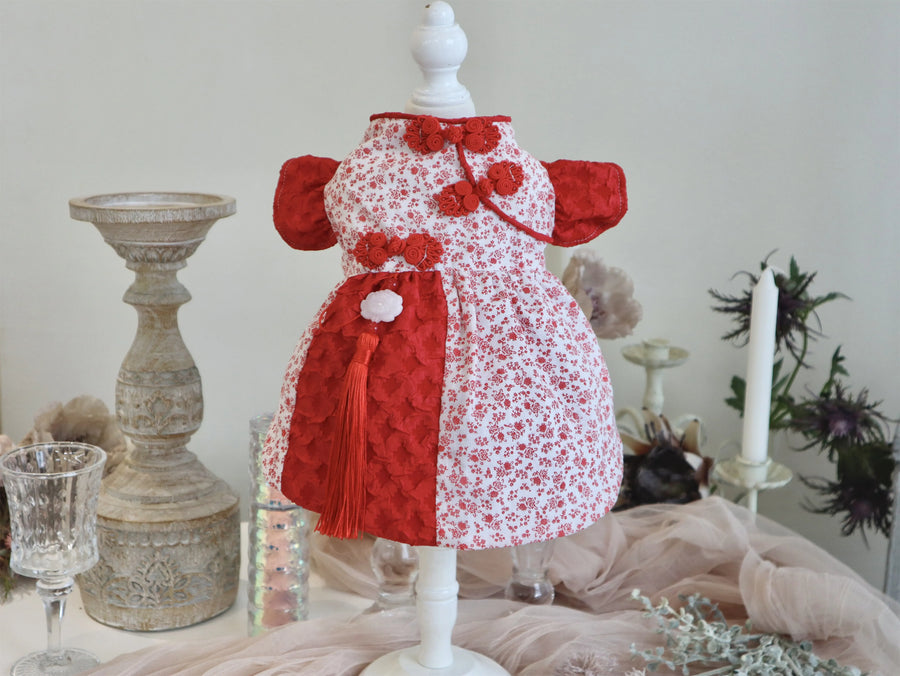 Red Padded New Year Cat Winter Clothes, Dog Clothes for Small Dogs