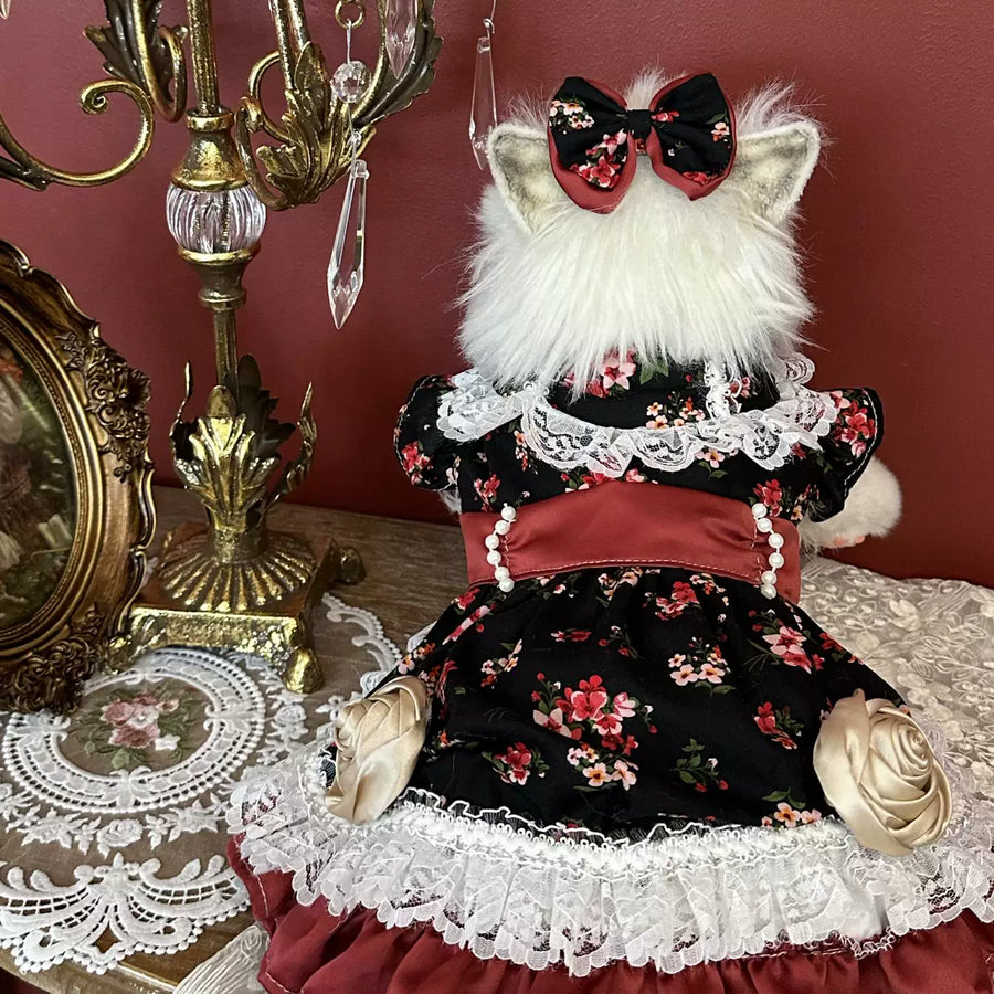 Wine Red Rose Birthday Dog Birthday Dress, Cat Birthday Outfit - image 4