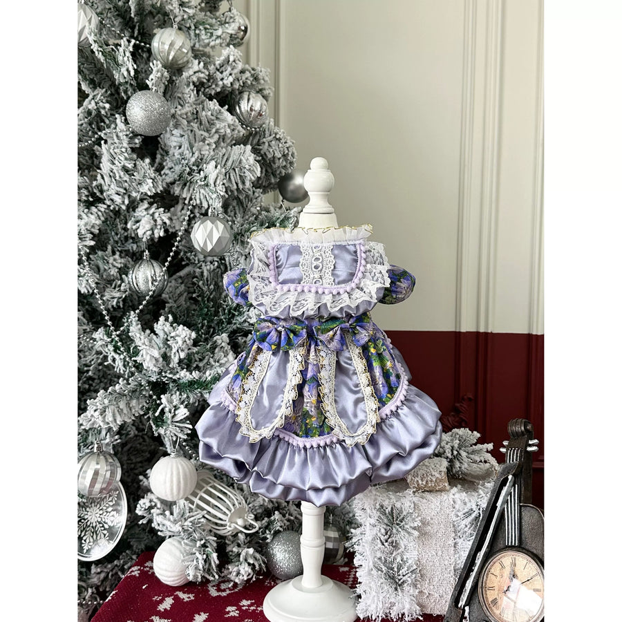 Purple Satin Bunny Ear Cat Outfit, Cute Dog Clothes