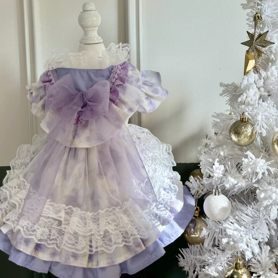 Purple Feather Lace Tulle Pet Dress, Cat Princess Dress - image 2