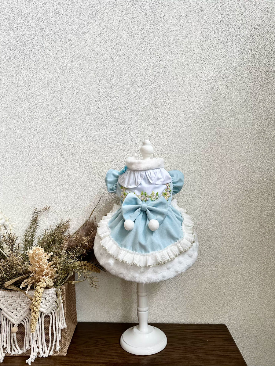 Blue Velvet Dog Clothes for Small Dogs, Cat Clothes
