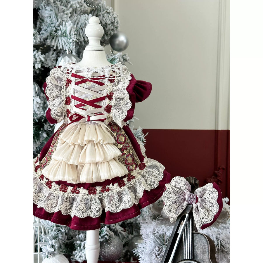 Rontop Golden Holiday Pet Party Dress for Cats and Small Dogs