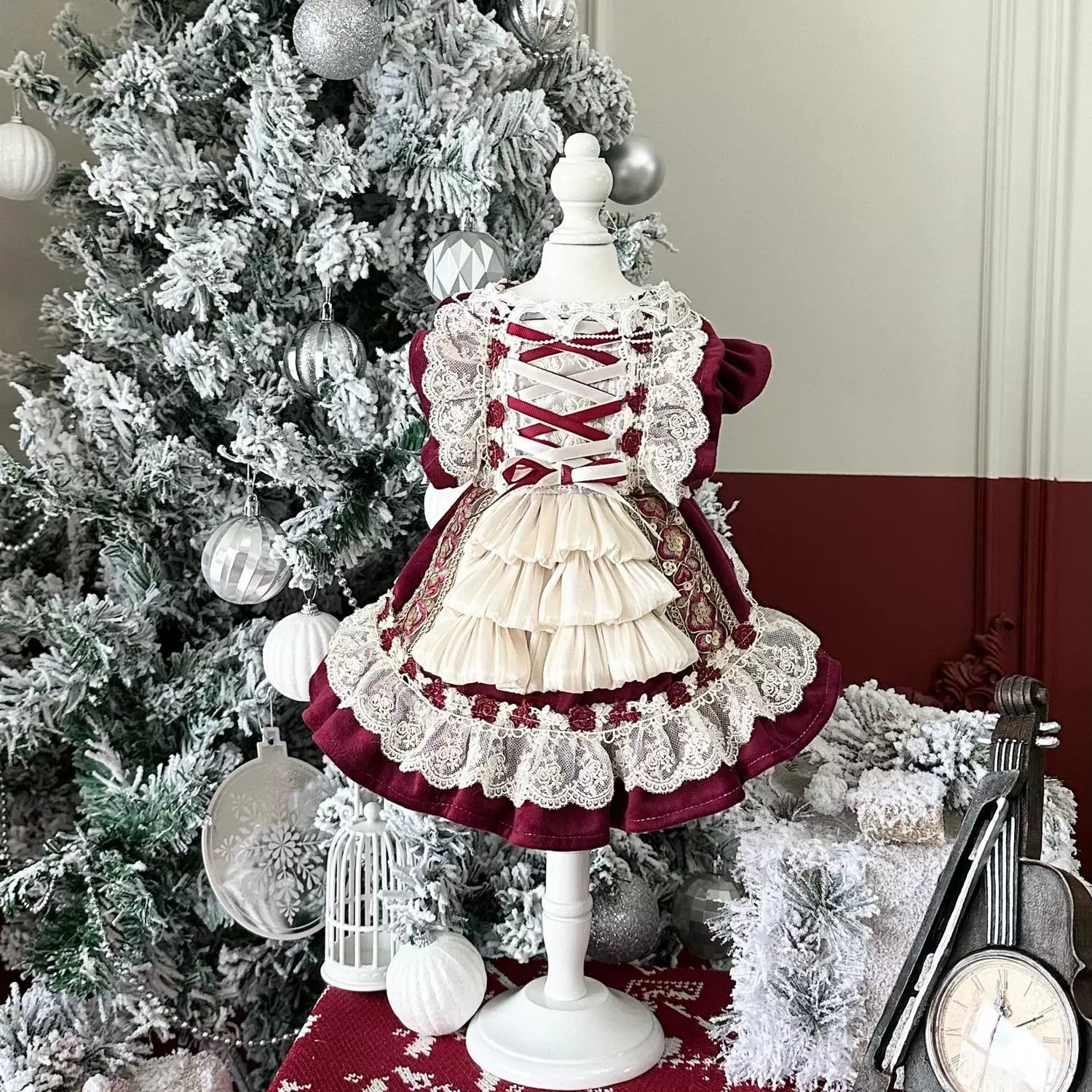 Rontop Golden Holiday Pet Party Dress for Cats and Small Dogs