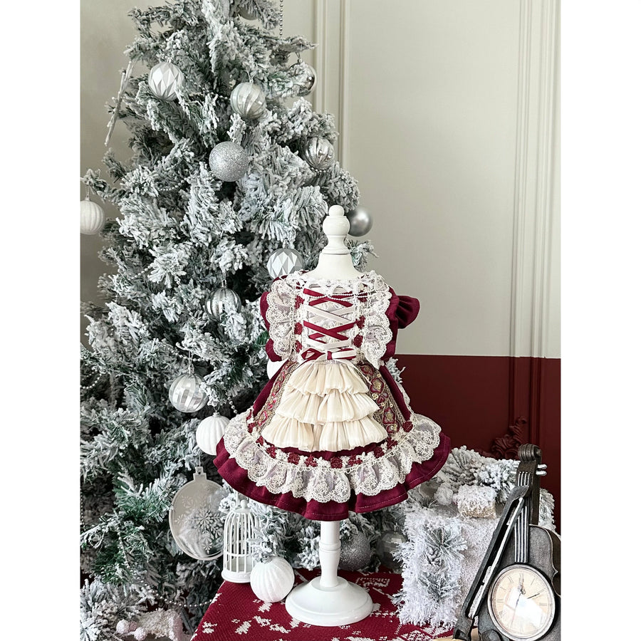 Rontop Golden Holiday Pet Party Dress for Cats and Small Dogs