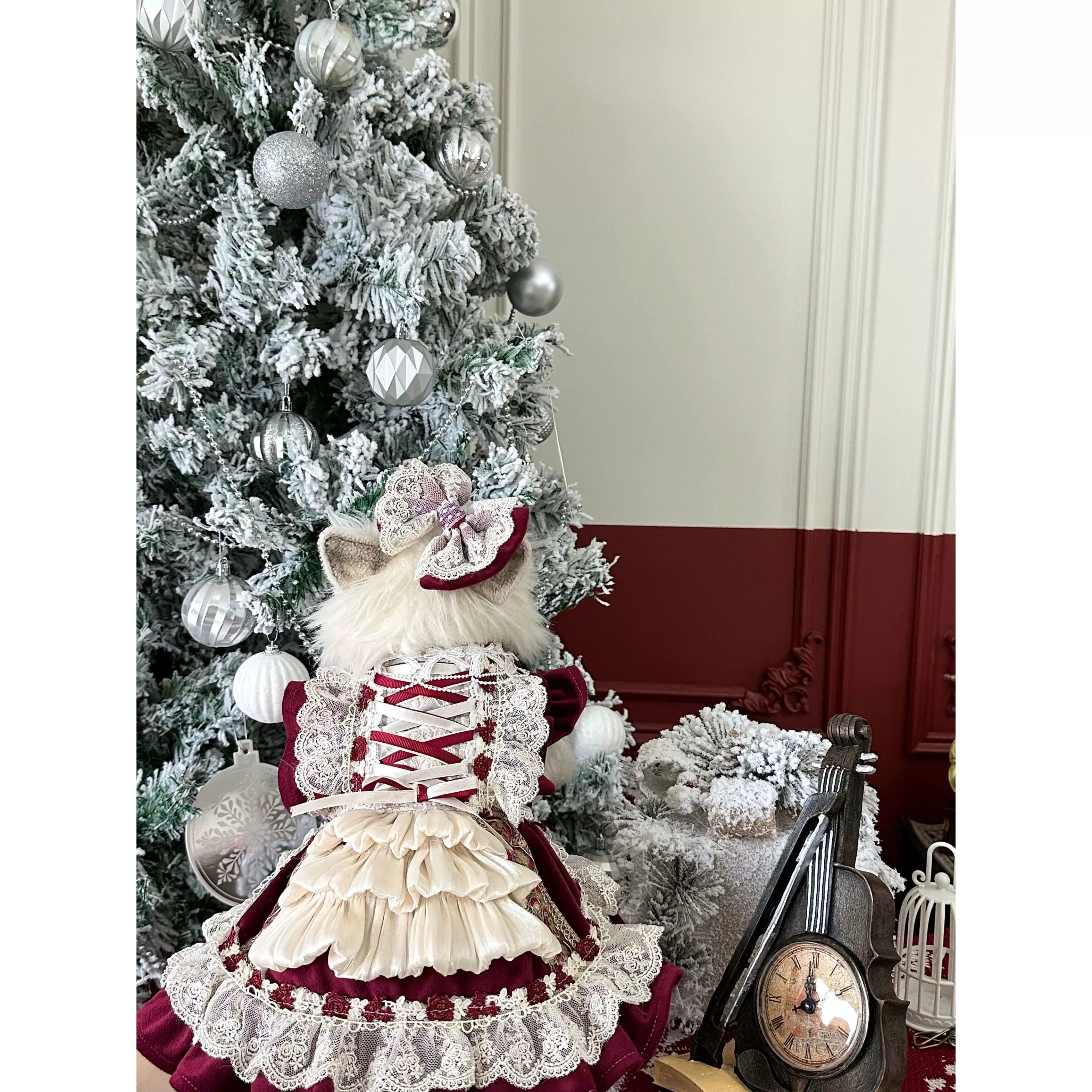 Rontop Golden Holiday Pet Party Dress for Cats and Small Dogs