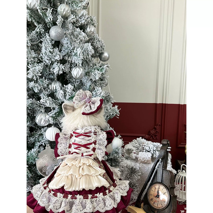 Rontop Golden Holiday Pet Party Dress for Cats and Small Dogs