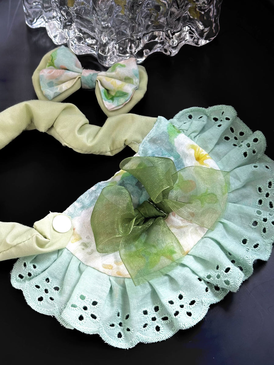 Rontop Green Ombre Leash-Friendly Pet Dress for Cats and Small Dogs
