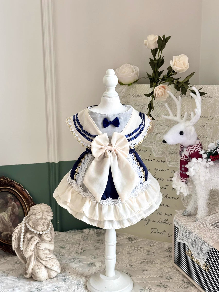 Rontop Sailor Collar Pet Dress for Cats and Small Dogs