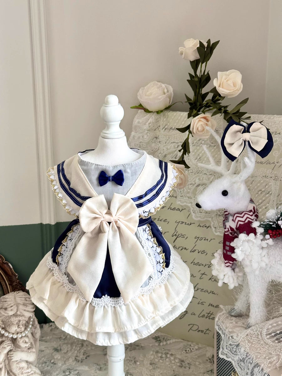 Rontop Sailor Collar Pet Dress for Cats and Small Dogs